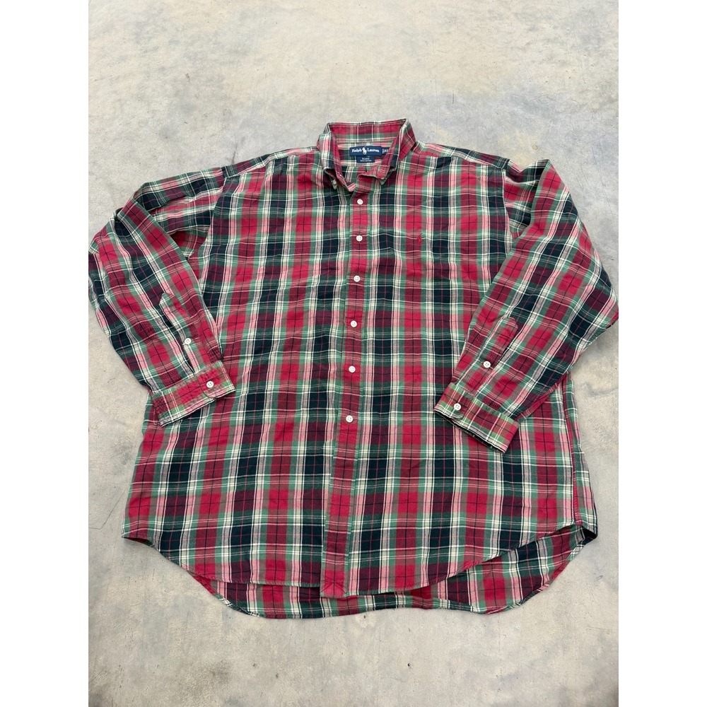 Ralph Lauren Blake Flannel Shirt Mens XL Multicolor Plaid Button Front Casual